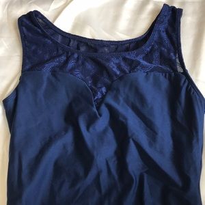 Navy Blue Lacey Mesh Leotard